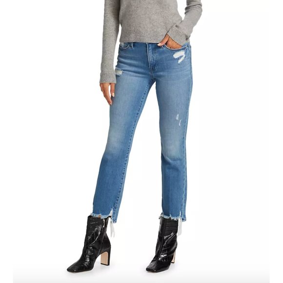FRAME Denim - FRAME Denim Le High Straight Comfort Stretch Distressed Jean Laskey Rips 26